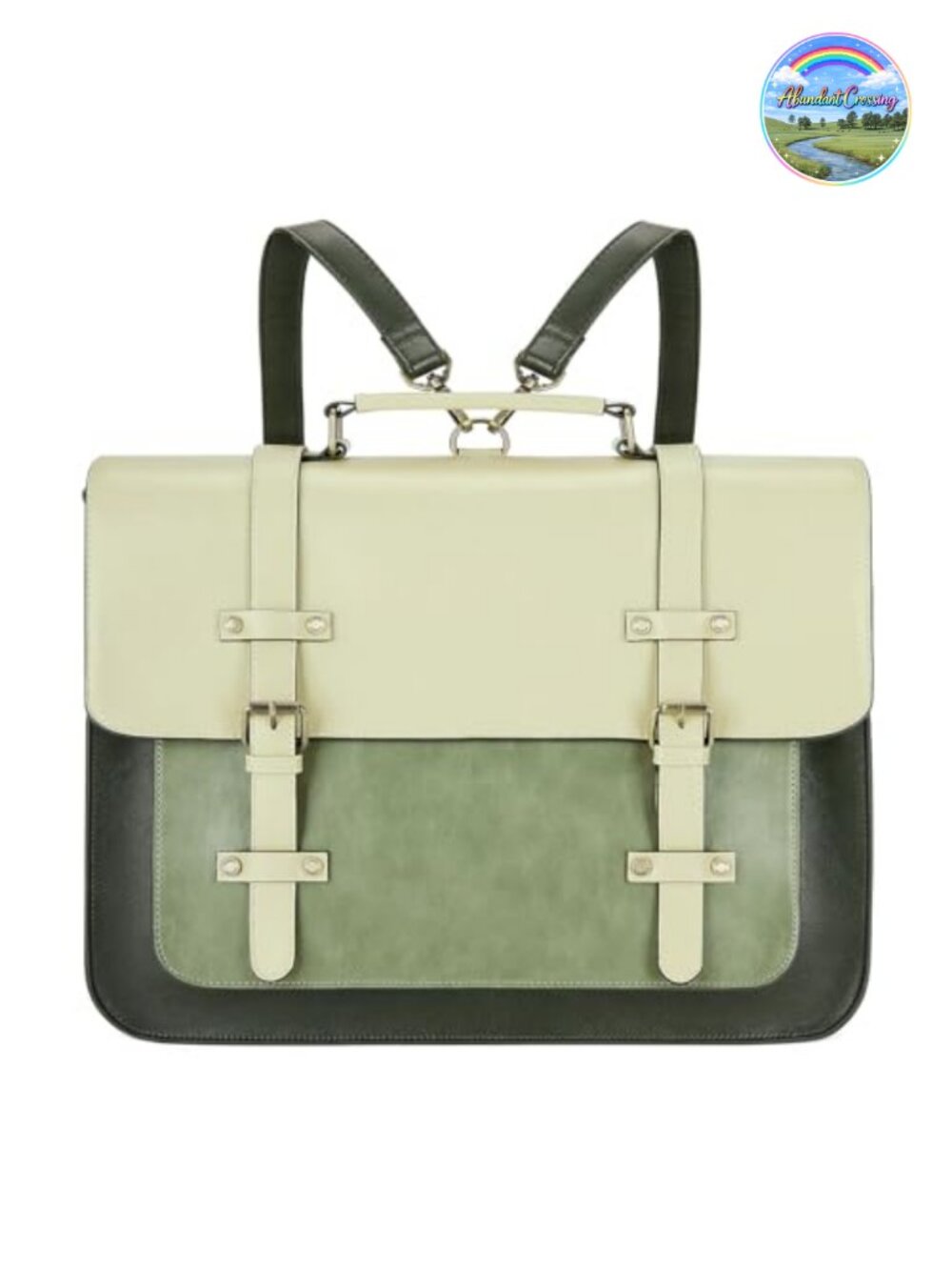 Vegan Leather Laptop Bag 15.6" Messenger Briefcase Convertible Backpack Office